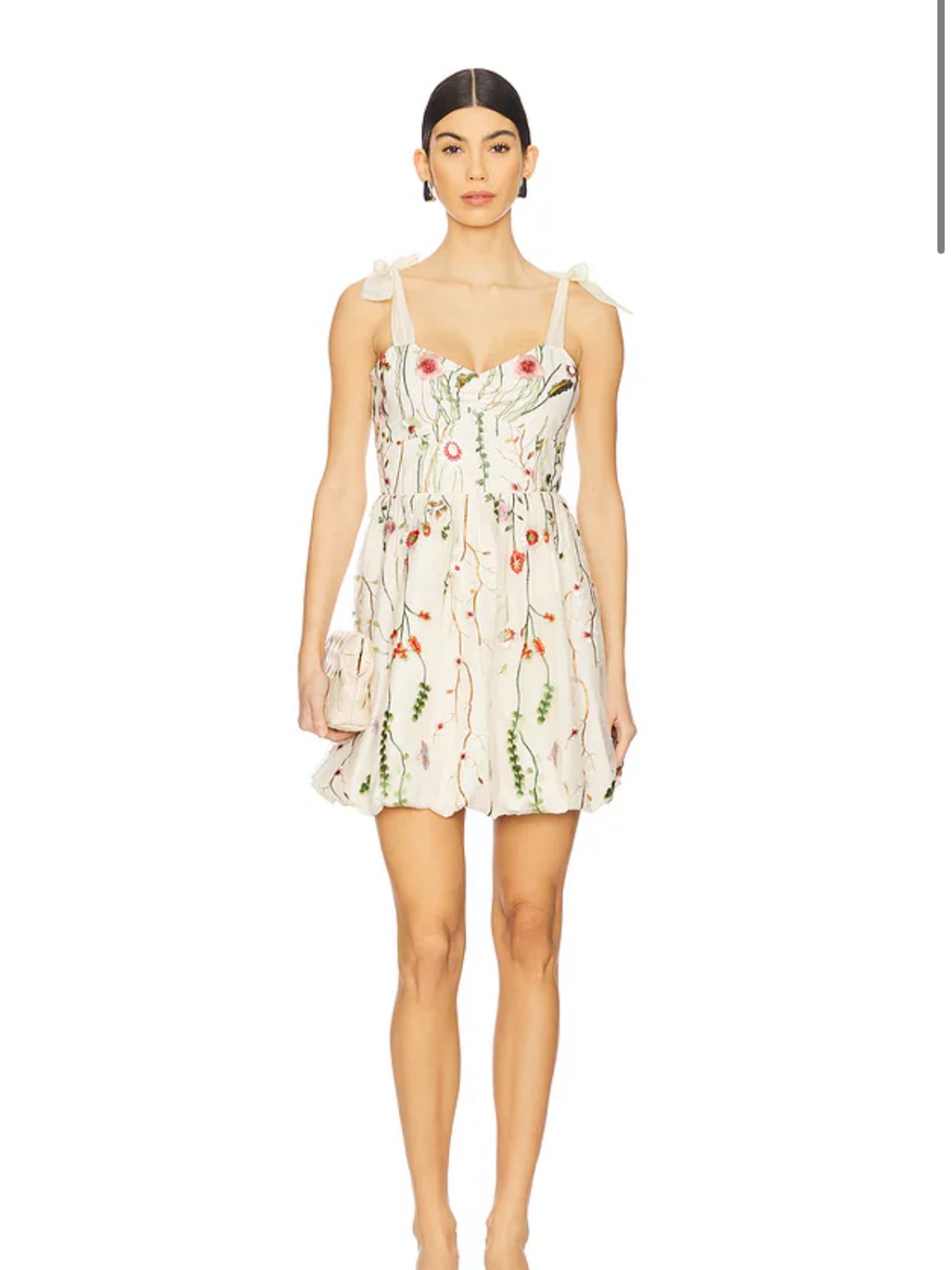 Steve Madden Cream Mini Dress With Multicolor Floral Embroidery